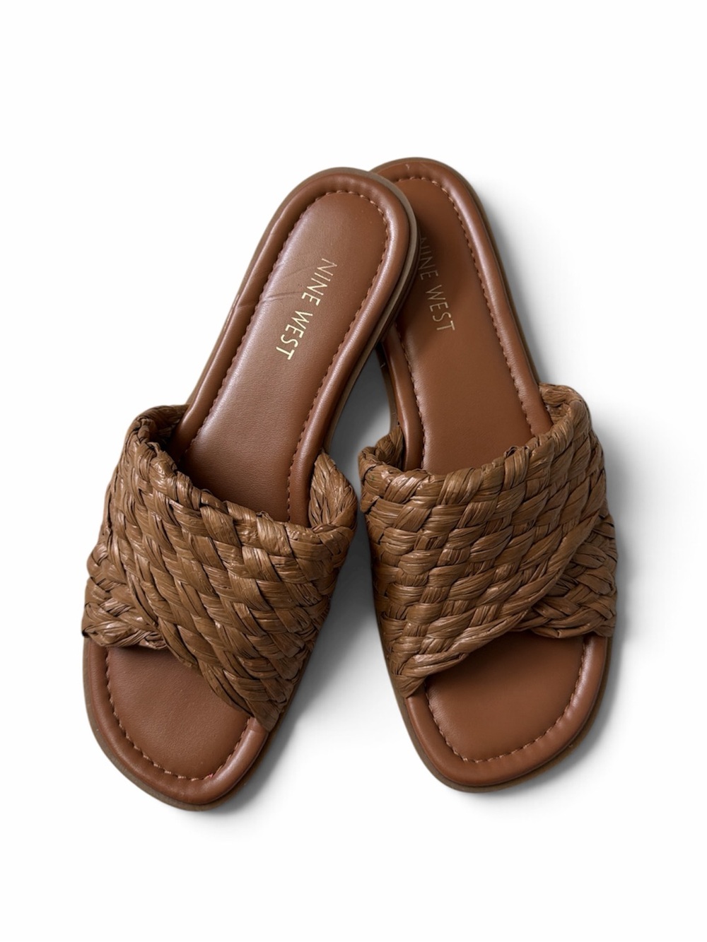 Nine West Woven Slide Sandals Brown Size 7.5